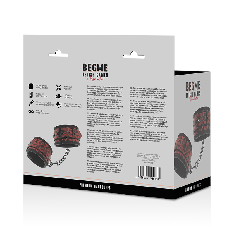 BEGME - RED EDITION PREMIUM HANDCUFFS WITH NEOPRENE LINING - 9