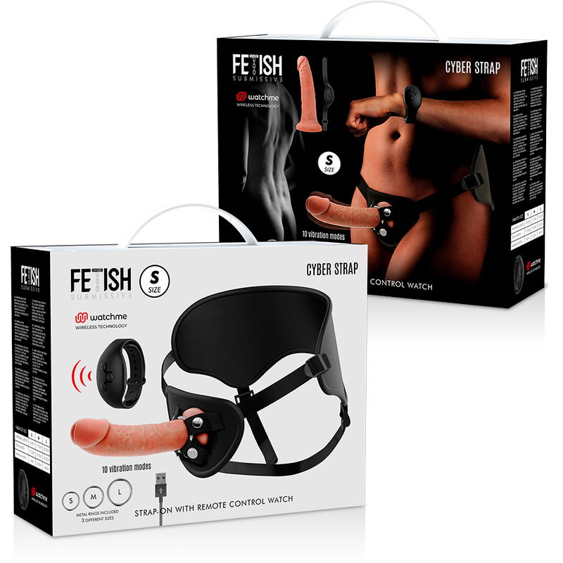 FETISH SUBMISSIVE CYBER STRAP - HARNESS WITH REMOTE CONTROL DILDO WATCHME S TECHNOLOGY - 13