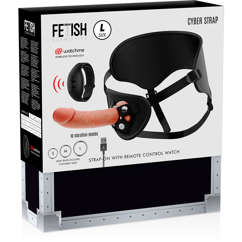 FETISH SUBMISSIVE CYBER STRAP - HARNESS WITH REMOTE CONTROL DILDO WATCHME L TECHNOLOGY - 15