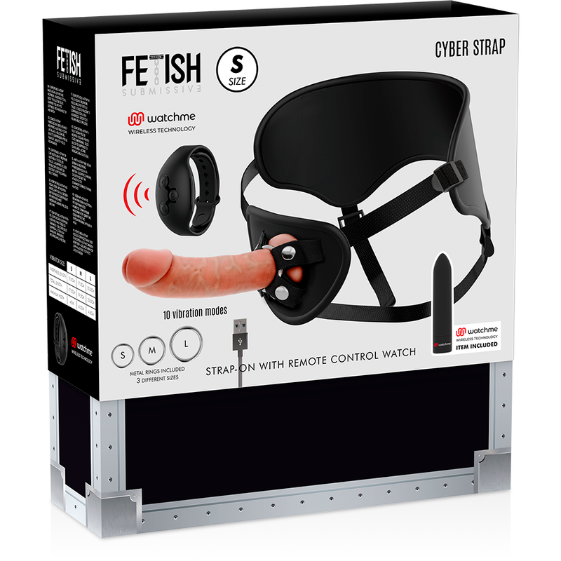 FETISH SUBMISSIVE CYBER STRAP - HARNESS WITH DILDO AND BULLET REMOTE CONTROL WATCHME S TECHNOLOGY - 15