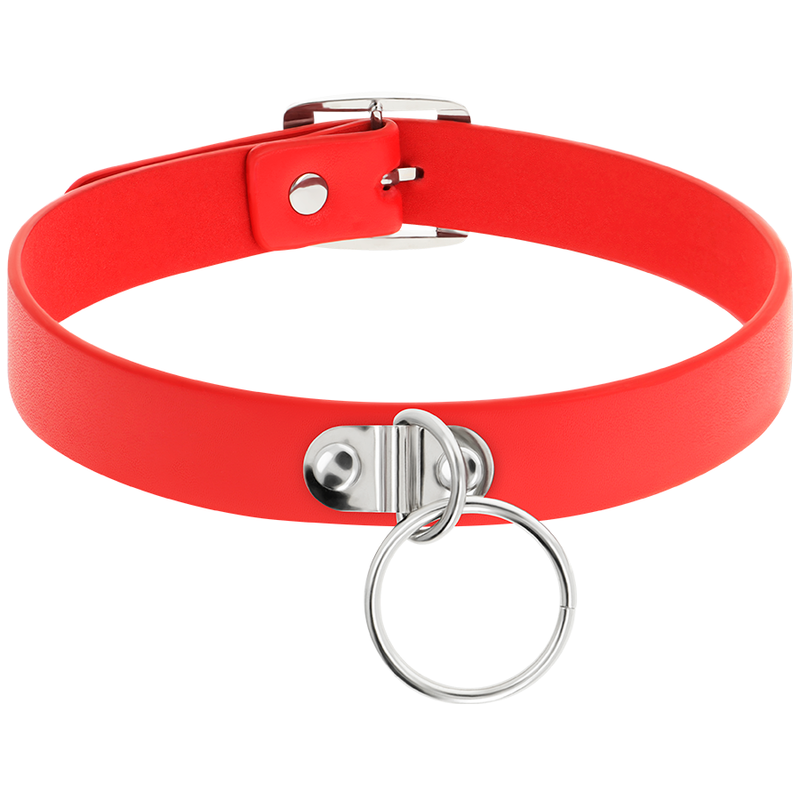 COQUETTE CHIC DESIRE - RED VEGAN LEATHER NECKLACE WOMAN FETISH ACCESSORY - 3