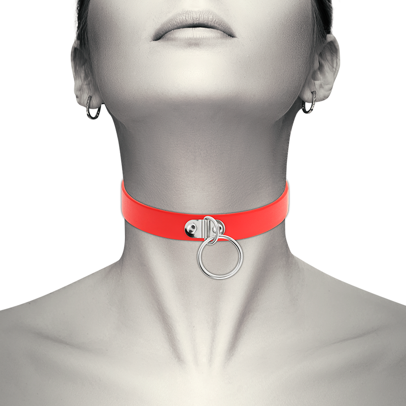 COQUETTE CHIC DESIRE - RED VEGAN LEATHER NECKLACE WOMAN FETISH ACCESSORY - 4
