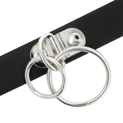 COQUETTE CHIC DESIRE - DOUBLE RING VEGAN LEATHER CHOKER - 4