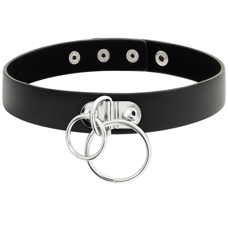 COQUETTE CHIC DESIRE - DOUBLE RING VEGAN LEATHER CHOKER - 3