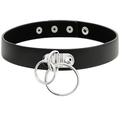 COQUETTE CHIC DESIRE - DOUBLE RING VEGAN LEATHER CHOKER - 3