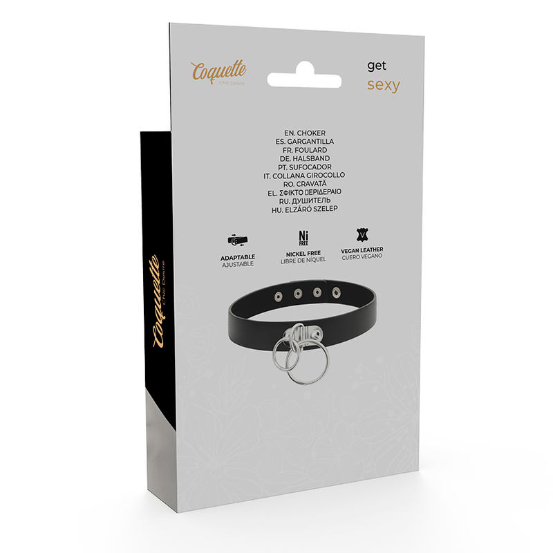COQUETTE CHIC DESIRE - DOUBLE RING VEGAN LEATHER CHOKER - 6