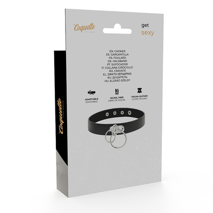 COQUETTE CHIC DESIRE - DOUBLE RING VEGAN LEATHER CHOKER - 6