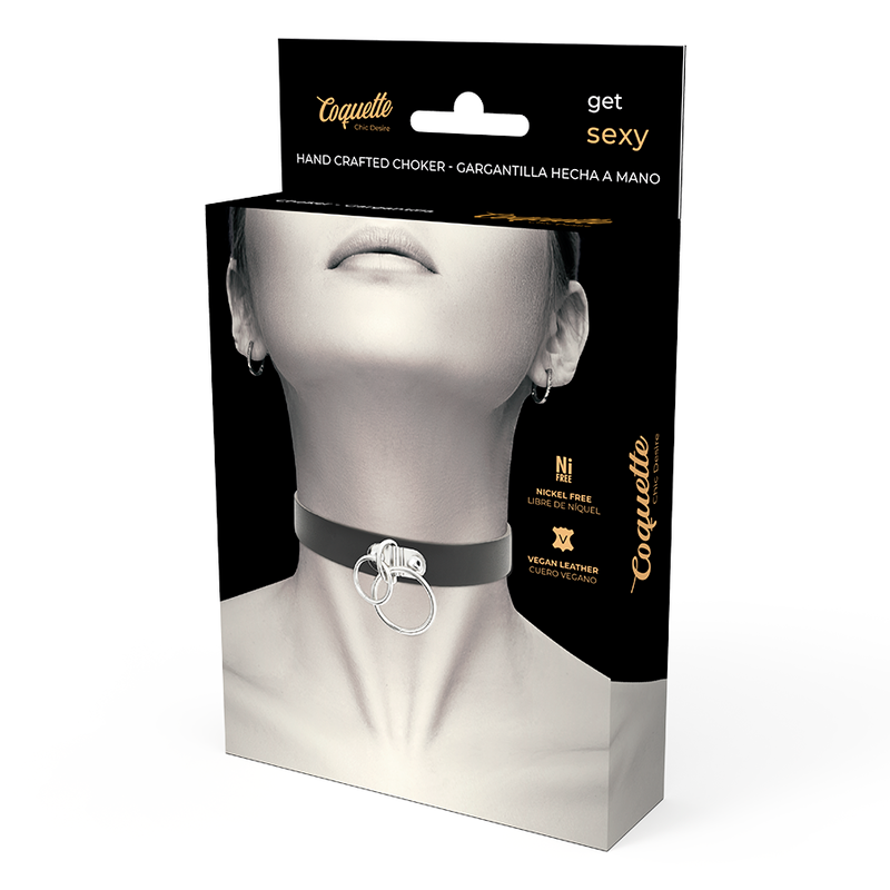 COQUETTE CHIC DESIRE - DOUBLE RING VEGAN LEATHER CHOKER - 5