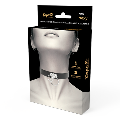 COQUETTE CHIC DESIRE - DOUBLE RING VEGAN LEATHER CHOKER - 5