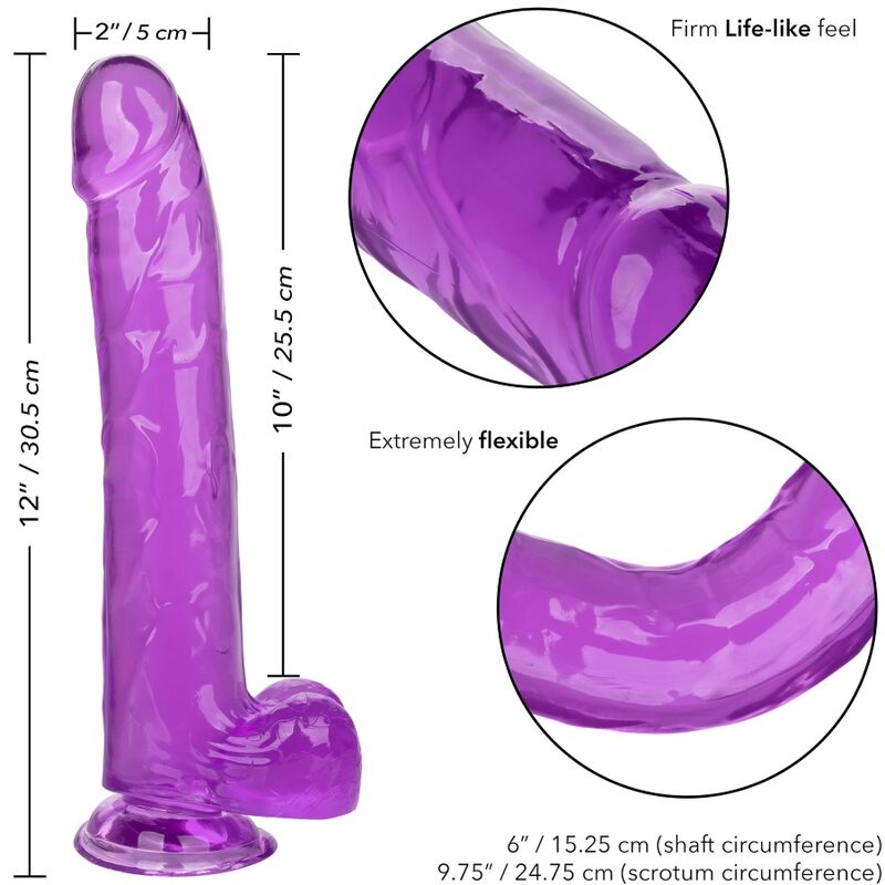 CALEXOTICS - SIZE QUEEN DILDO PURPLE 25.5 CM - 4