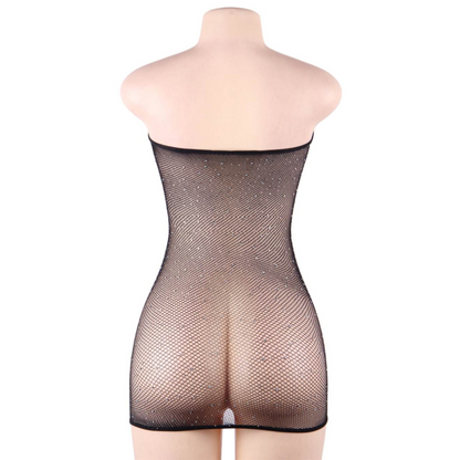 QUEEN LINGERIE - NET BODY DRESS WITH DIAMONDS S/L - 4
