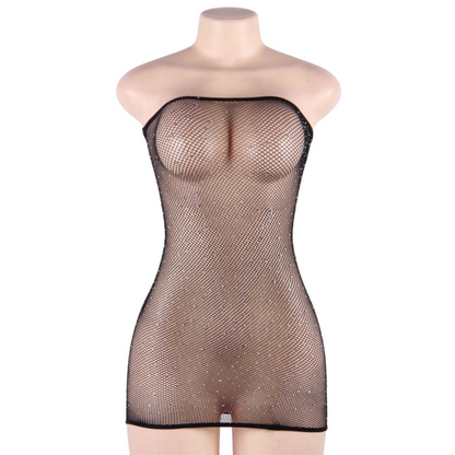 QUEEN LINGERIE - NET BODY DRESS WITH DIAMONDS S/L - 8