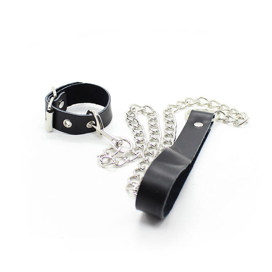 OHMAMA FETISH - PENIS NECKLACE AND LEATHER STRAP WITH METAL CHAIN - 1
