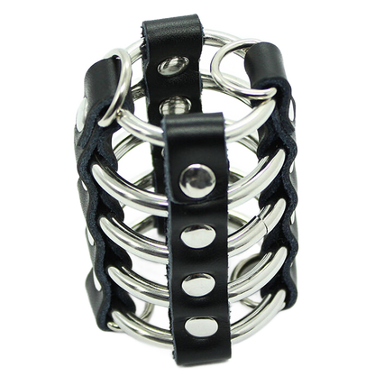 OHMAMA FETISH - PENIS CAGE WITH METAL RINGS AND LEATHER STRAPS - 1
