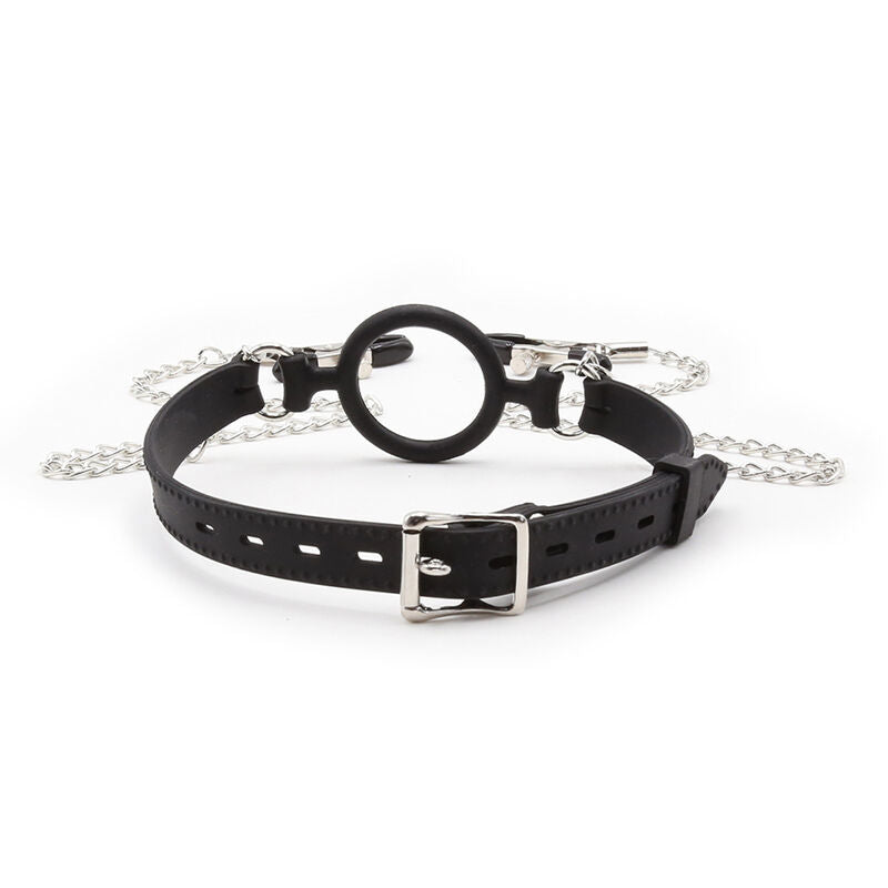 OHMAMA FETISH - RING GAG WITH CHAINS AND NIPPLE CLAMPS - 2