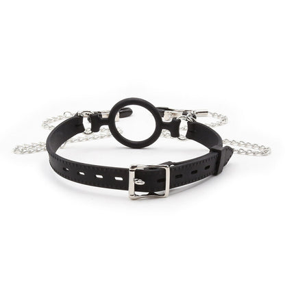 OHMAMA FETISH - RING GAG WITH CHAINS AND NIPPLE CLAMPS - 2