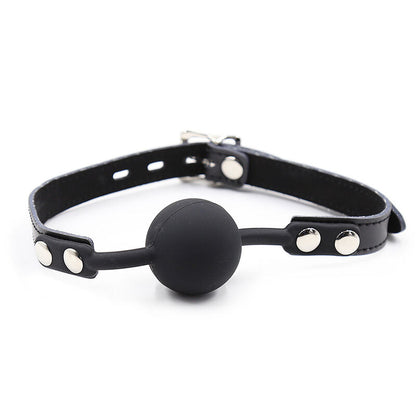 OHMAMA FETISH - SILICONE BALL GAG WITH LEATHER BELT (PADLOCK INCLUDED) - 7