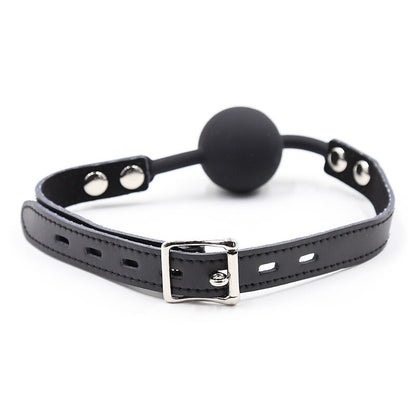 OHMAMA FETISH - SILICONE BALL GAG WITH LEATHER BELT (PADLOCK INCLUDED) - 5