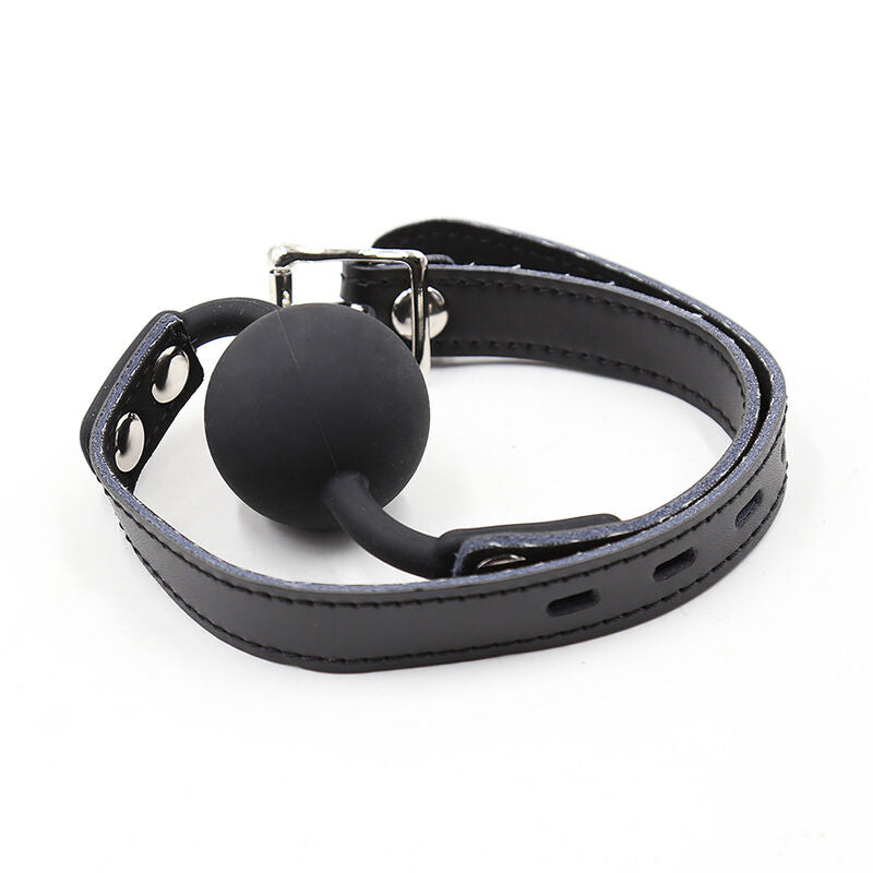 OHMAMA FETISH - SILICONE BALL GAG WITH LEATHER BELT (PADLOCK INCLUDED) - 1