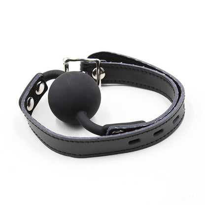 OHMAMA FETISH - SILICONE BALL GAG WITH LEATHER BELT (PADLOCK INCLUDED) - 1