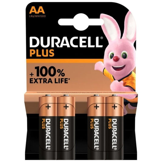 DURACELL - PLUS POWER 100 ALKALINE BATTERY AA LR6 4 UNIT - 1
