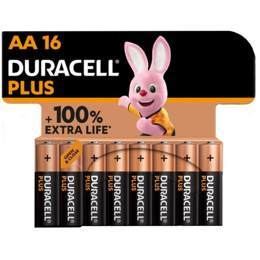 DURACELL - PLUS POWER 100 ALKALINE BATTERY AA LR6 16 UNIT - 1