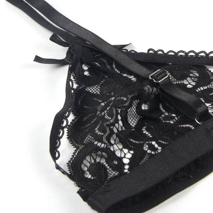 SUBBLIME - THREE-PIECE SET BRA + GARTER BELT + THONG L/XL