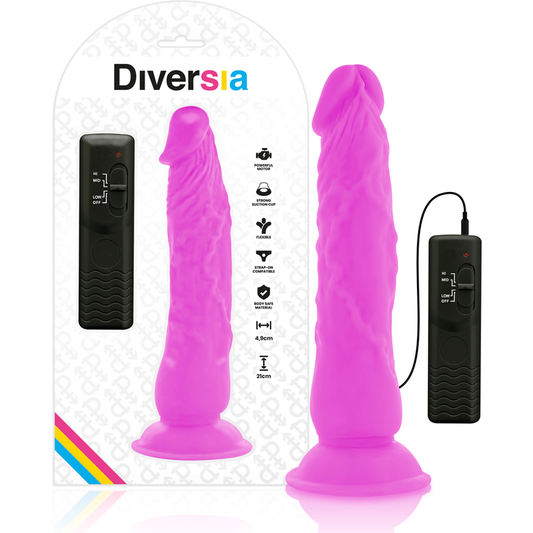 DIVERSIA - FLEXIBLE VIBRATING DILDO PURPLE 21 CM -O- 4.9 CM - 1