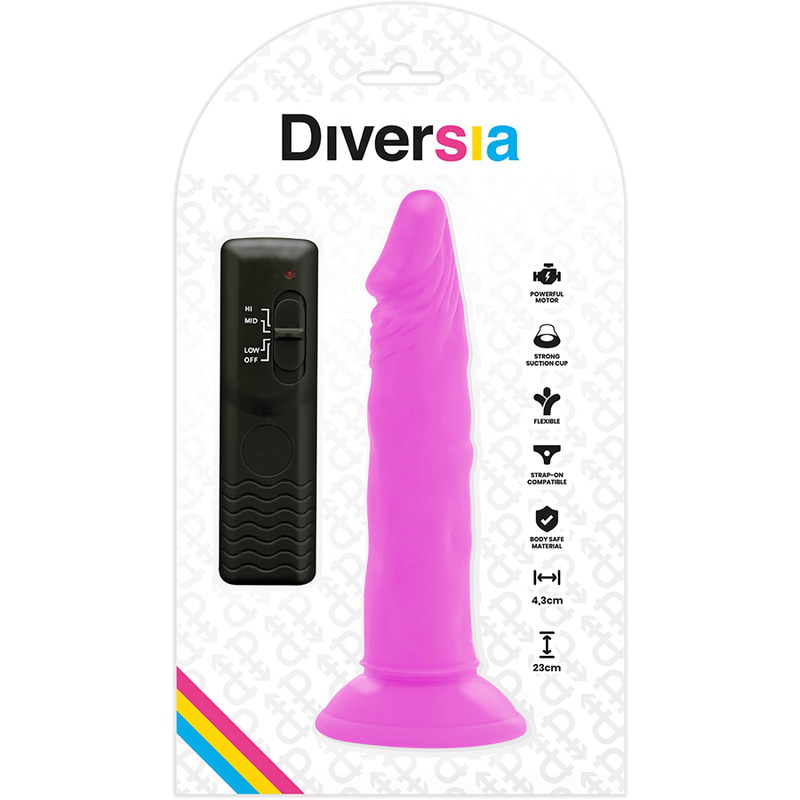 DIVERSIA - FLEXIBLE VIBRATING DILDO PURPLE 23 CM -O- 4.3 CM - 7