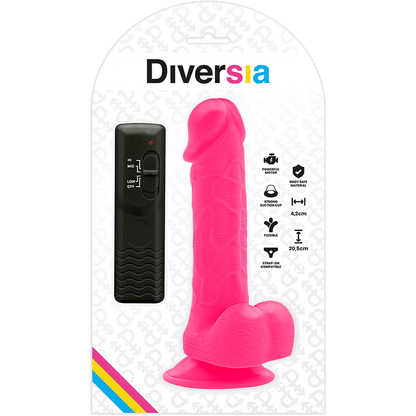 DIVERSIA - FLEXIBLE VIBRATING DILDO PINK 20.5 CM -O- 4.2 CM - 7