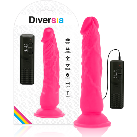 DIVERSIA - FLEXIBLE VIBRATING DILDO PINK 21 CM -O- 4.9 CM - 1