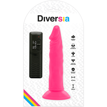 DIVERSIA - FLEXIBLE VIBRATING DILDO PINK 23 CM -O- 4.3 CM - 2
