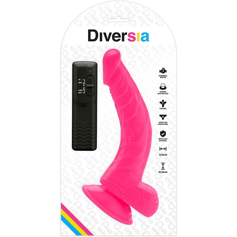 DIVERSIA - FLEXIBLE VIBRATING DILDO PINK 21.5 CM -O- 4.5 CM - 7