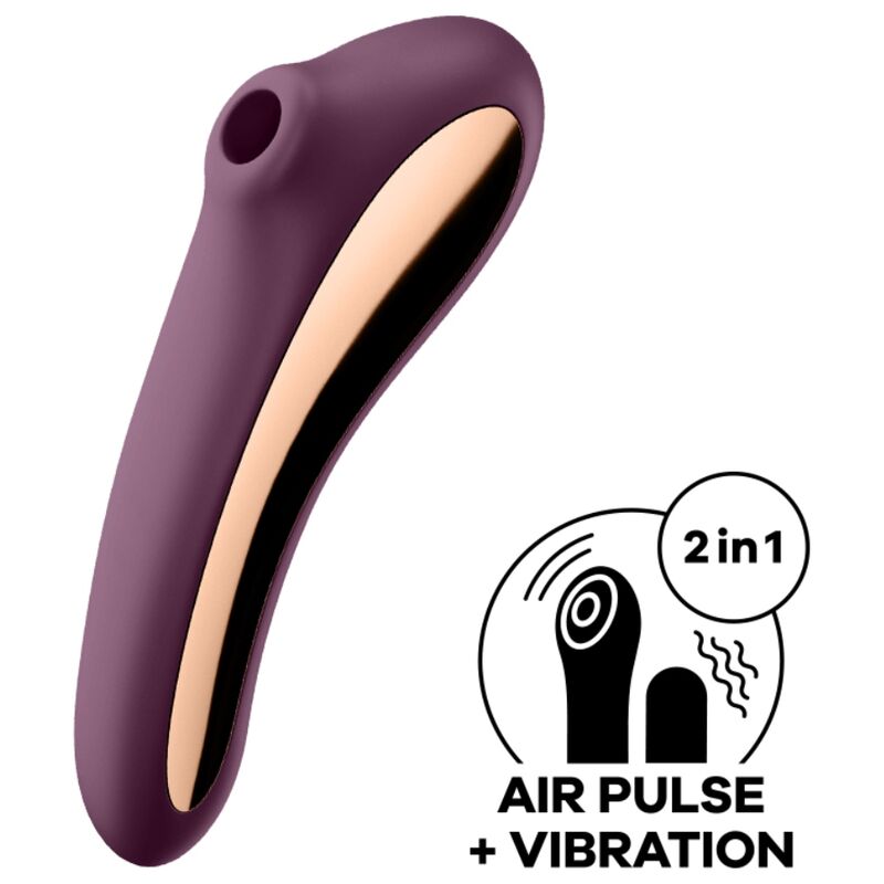 SATISFYER - DUAL KISS AIR PULSE VIBRATOR WINE RED - 3