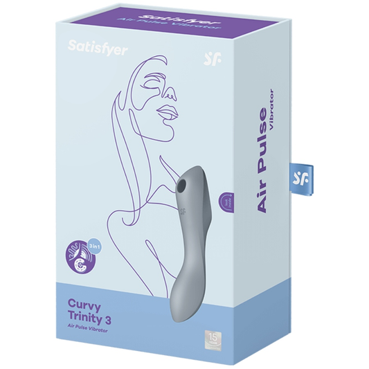 SATISFYER - CURVY TRINITY 3 AIR PULSE VIBRATOR GREY - 1