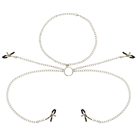 OHMAMA FETISH 4 NIPPLE CLAMPS WITH CHAIN NECKLACE - 1