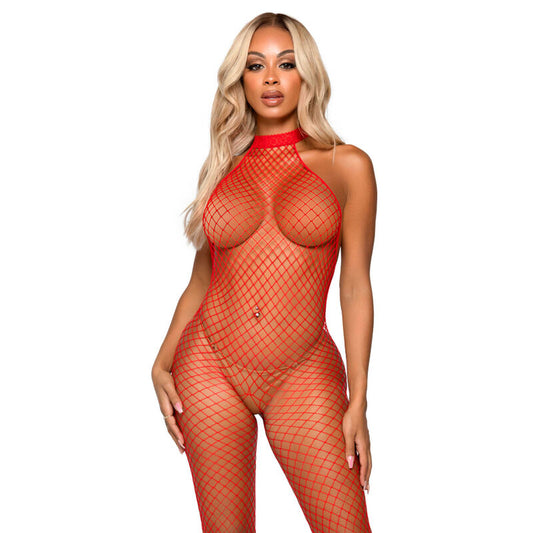 LEG AVENUE - LE FRIVOLE BODYSTOCKING - RACER NECK ONE SIZE RED - ONE SIZE / RED - 1