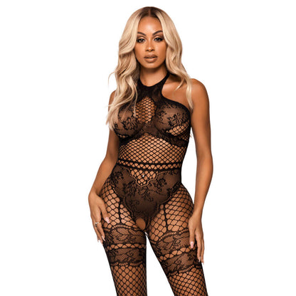 LEG AVENUE - NET HALTER BODYSTOCKING ONE SIZE - BLACK - ONE SIZE / BLACK - 5