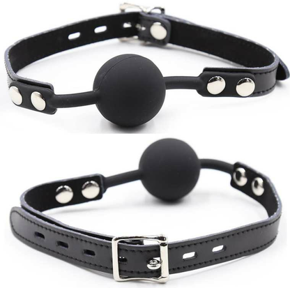 OHMAMA FETISH - SILICONE BALL GAG WITH LEATHER BELT (PADLOCK INCLUDED) - 8
