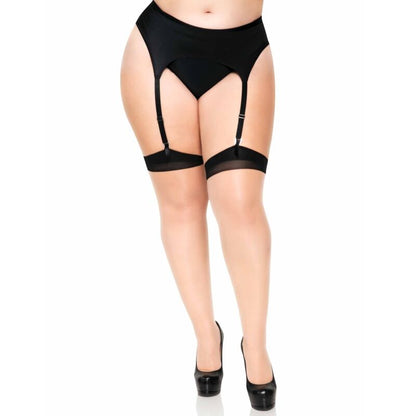 LEG AVENUE - PLUS LYCRA SHEER 2 TONE THIGH HIGH WITH BACKSEAM AND CUBAN HEEL - 1