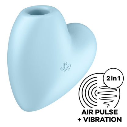 SATISFYER - CUTIE HEART AIR PULSE STIMULATOR & VIBRATOR PINK - BLUE - 4