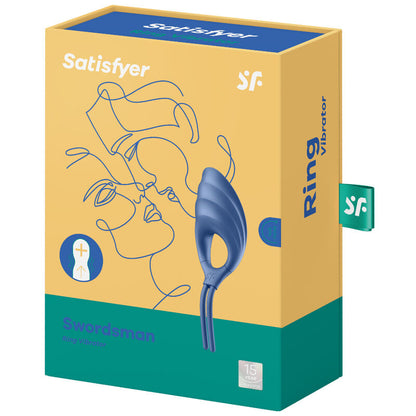 SATISFYER - SWORDSMAN RING VIBRATOR BLUE - GREEN - 6