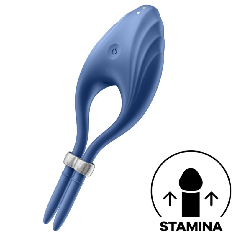 SATISFYER - DUELIST RING VIBRATOR GREY - BLUE - 4