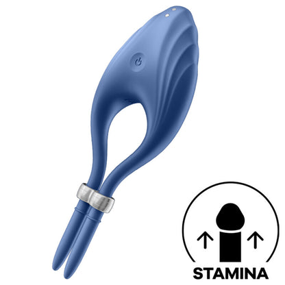 SATISFYER - DUELIST RING VIBRATOR GREY - BLUE - 4
