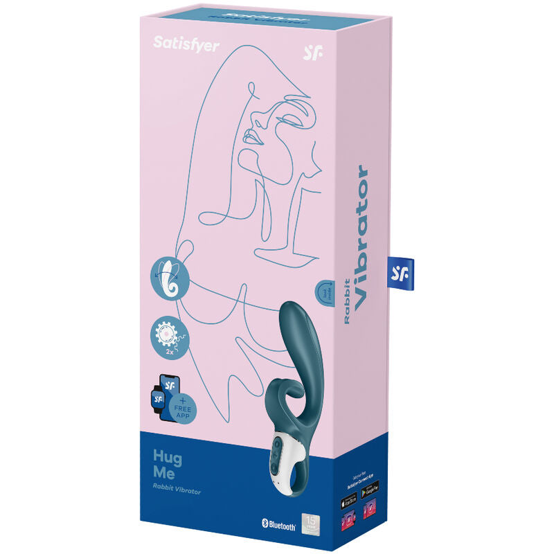 SATISFYER - HUG ME RABBIT VIBRATOR APP BLUE - PINK - 5