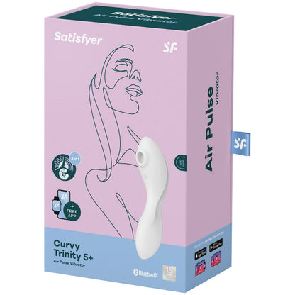 SATISFYER - CURVY TRINITY 5 AIR PULSE STIMULATOR & VIBRATOR APP BLUE - 2