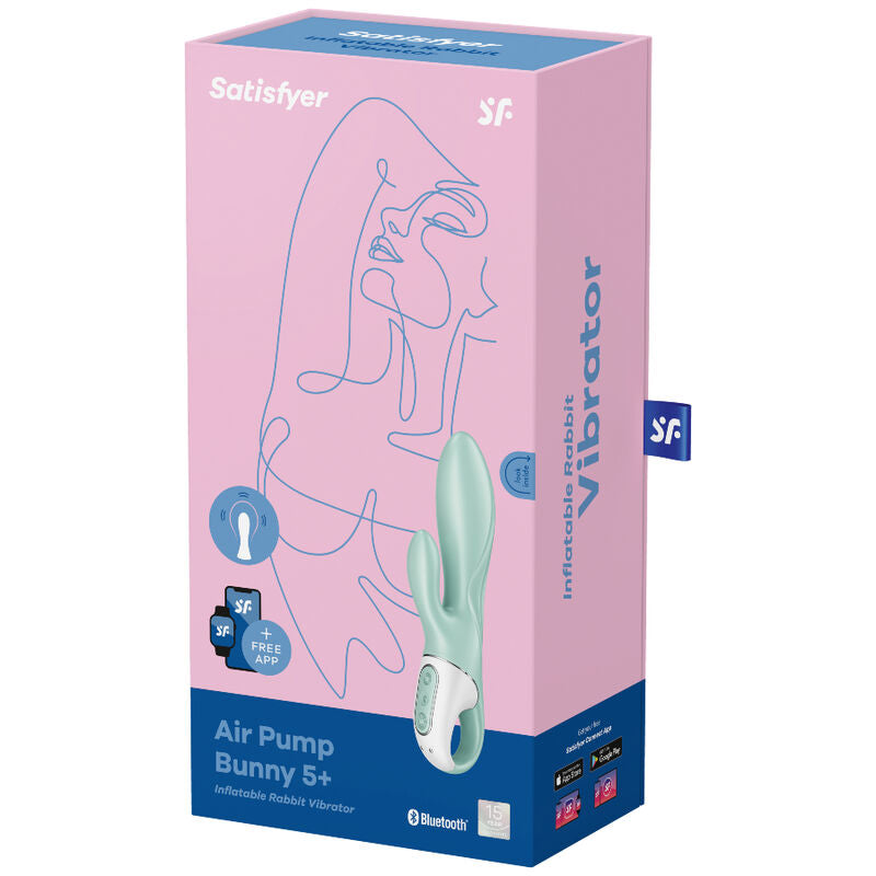 SATISFYER - AIR PUMP BUNNY 5+ INFLATABLE RABBIT VIBRATOR APP GREEN - 4