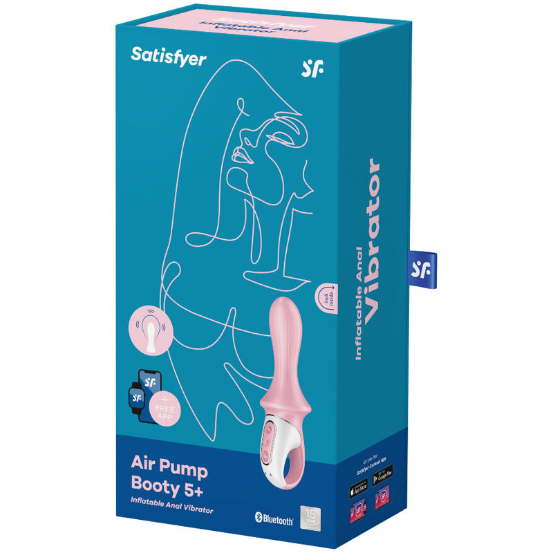 SATISFYER - AIR PUMP BOOTY 5+ PINK INFLATABLE ANAL VIBRATOR