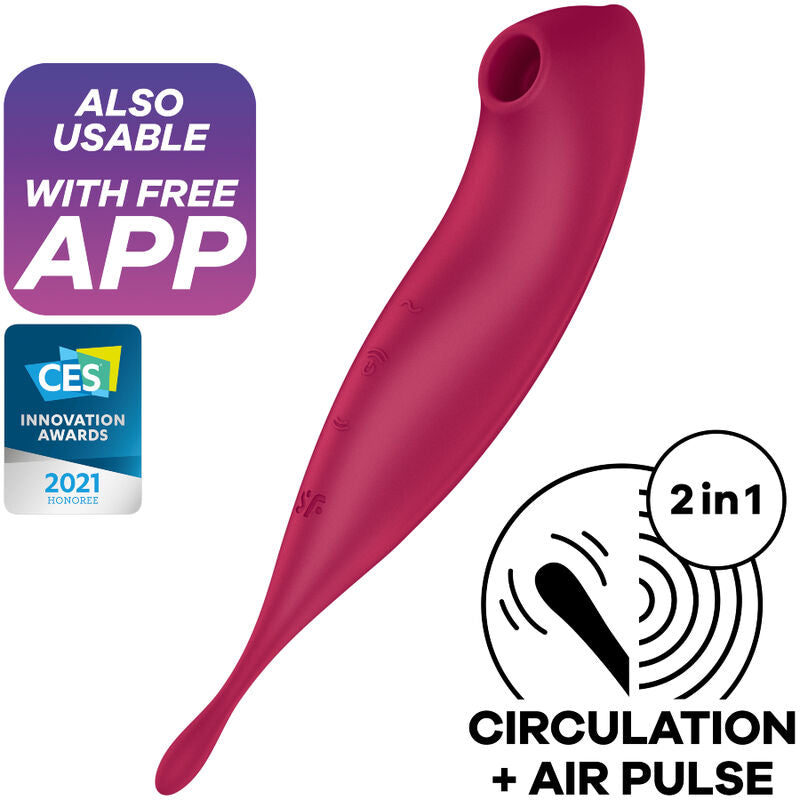 SATISFYER - TWIRLING PRO+ AIR PULSE STIMULATOR & VIBRATOR APP GREEN - RED - 3