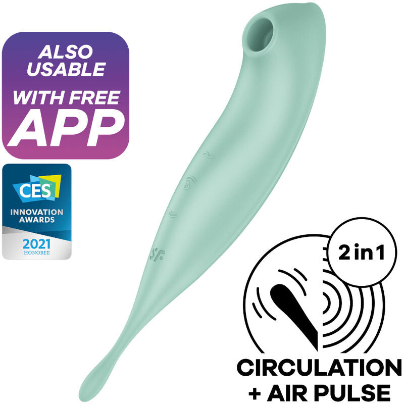 SATISFYER - TWIRLING PRO+ AIR PULSE STIMULATOR & VIBRATOR APP GREEN - GREEN - 5